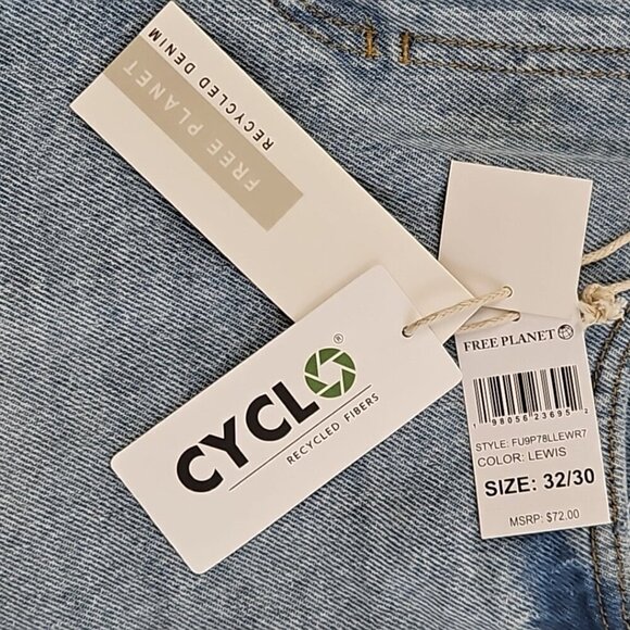 Free Planet Jeans Men's 32x30 Light Wash Relaxed Tapered NWT Earth Friendly NEW - Picture 7 of 16